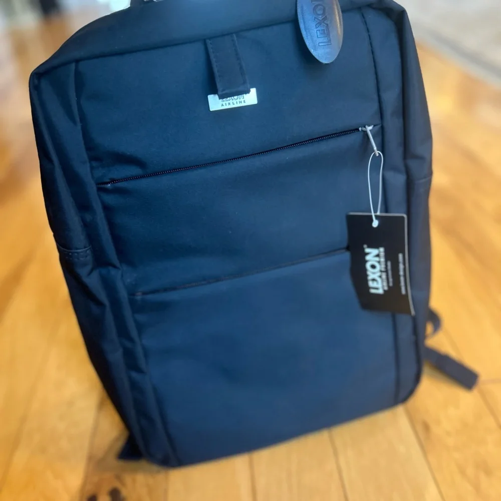 Title: NWT Lexon Modern Laptop Backpack Travel Bag Black Aluminum Handle